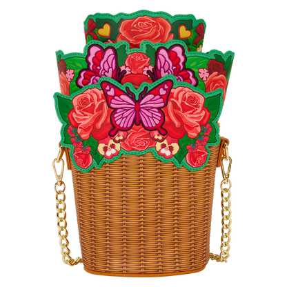 Loungefly Flower Basket Figural Crossbody Bag with Butterflies