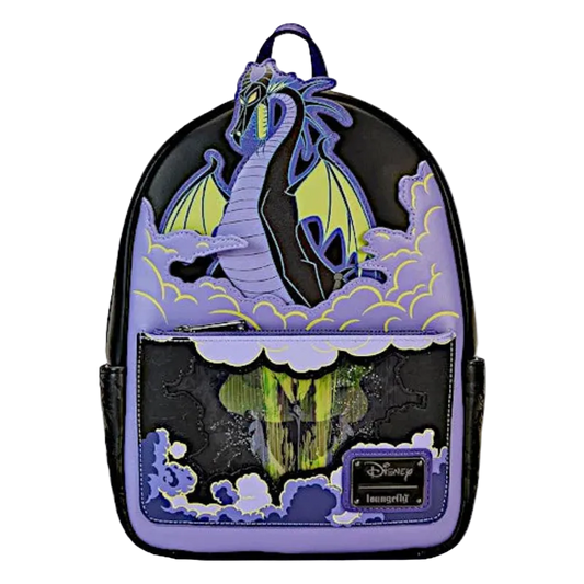 Backpack with dragon design and Disney logo on a white background