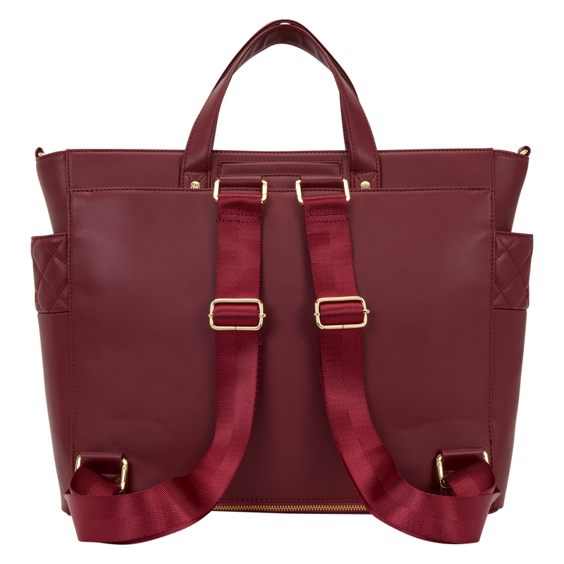 Loungefly BackStory The Mo Red Convertible Backpack Tote Pin Trader Bag