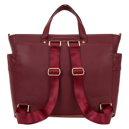 Loungefly BackStory The Mo Red Convertible Backpack Tote Pin Trader Bag