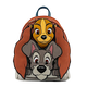 Backpack with cartoon dog and cat faces on a white background