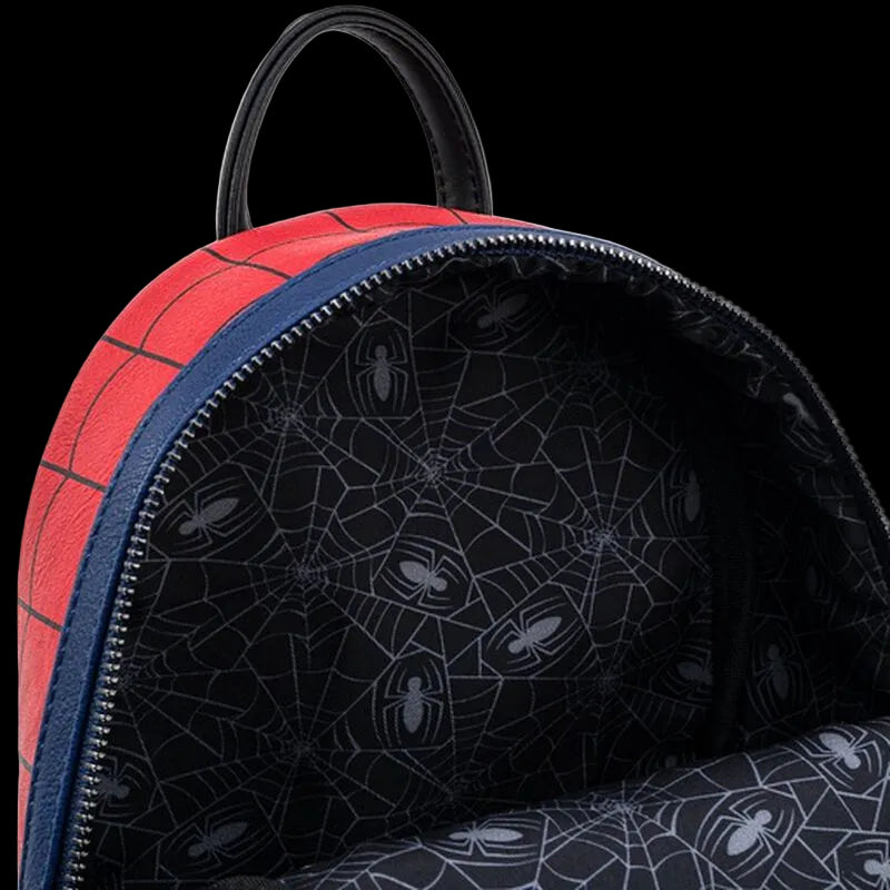 Backpack with Spider-Man pattern on a white background