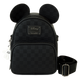 Black checkered backpack with Mickey Mouse ears on a white background