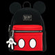 Black and red backpack with Mickey Mouse ears and character details on a white background