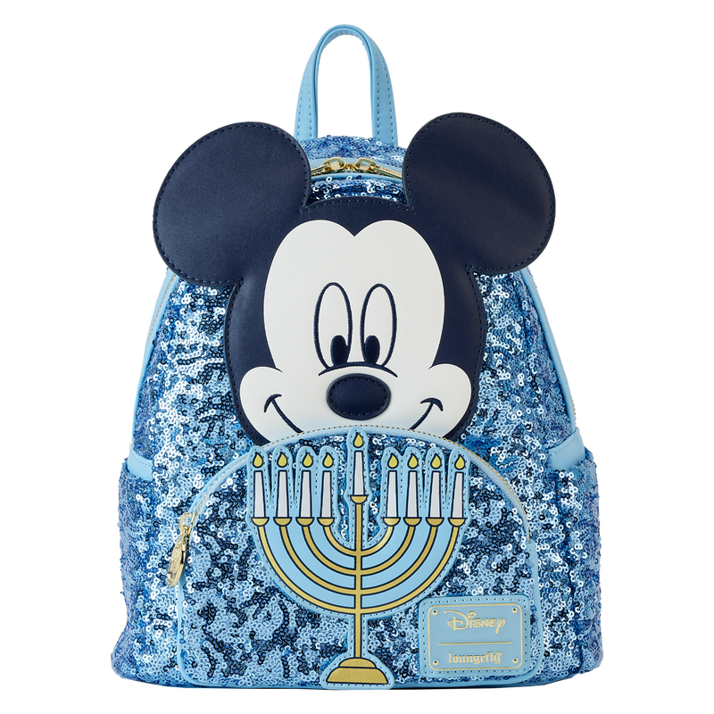 Mickey Mouse Happy Hanukkah Menorah Sequin Glow-in-the-Dark Mini Backpack Loungefly Disney
