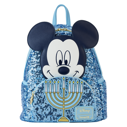 Mickey Mouse Happy Hanukkah Menorah Sequin Glow-in-the-Dark Mini Backpack Loungefly Disney