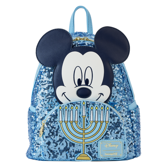 Mickey Mouse Happy Hanukkah Menorah Sequin Glow-in-the-Dark Mini Backpack Loungefly Disney