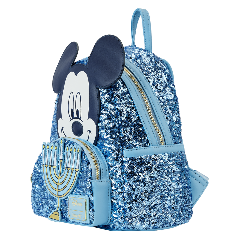 Mickey Mouse Happy Hanukkah Menorah Sequin Glow-in-the-Dark Mini Backpack Loungefly Disney