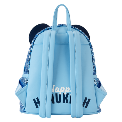 Mickey Mouse Happy Hanukkah Menorah Sequin Glow-in-the-Dark Mini Backpack Loungefly Disney