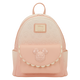 Pink backpack with a Disney logo and character emblem on a white background