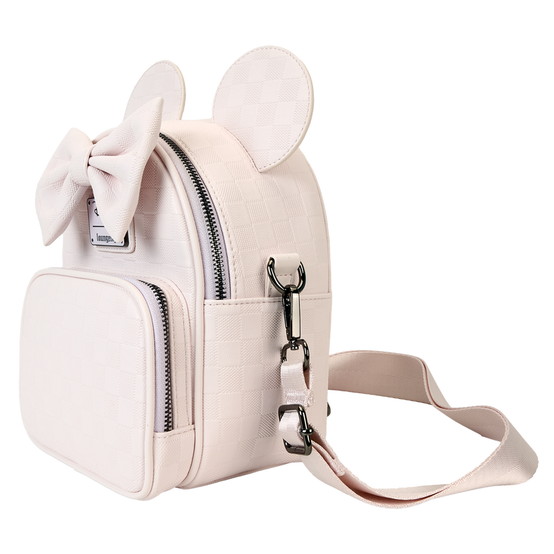 Minnie Mouse Checkered Texture Convertible Mini Backpack & Crossbody Bag