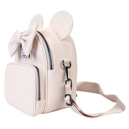 Minnie Mouse Checkered Texture Convertible Mini Backpack & Crossbody Bag