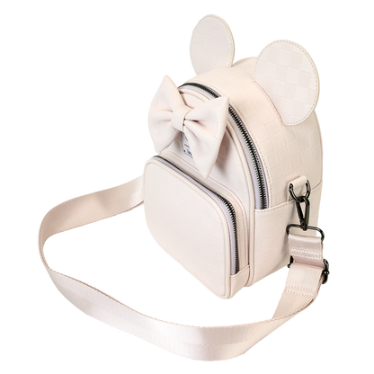 Minnie Mouse Checkered Texture Convertible Mini Backpack & Crossbody Bag