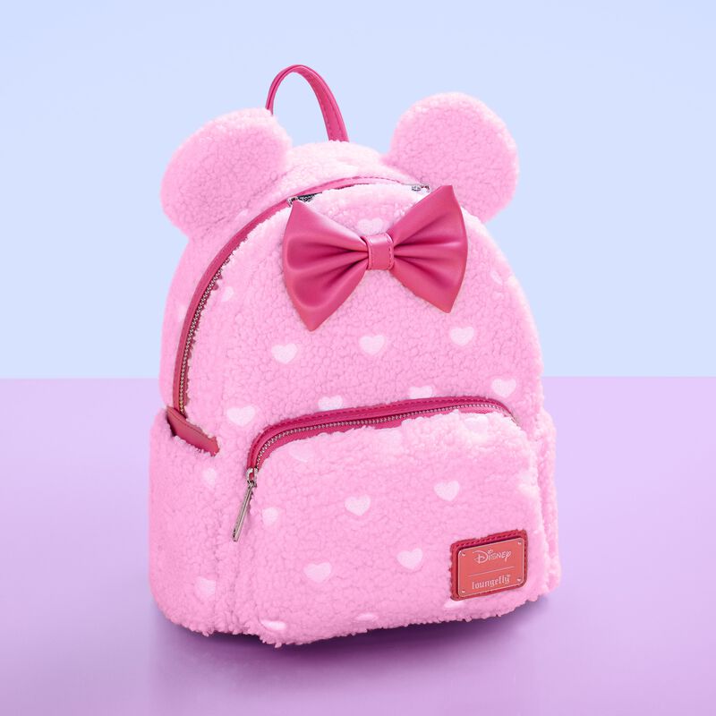 Minnie Mouse Exclusive Hearts Strawberry Scented Sherpa Mini Backpack