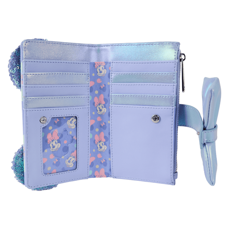 Minnie Mouse Exclusive Iridescent All-Over Print Sequin Ear Flap Wallet