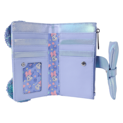 Minnie Mouse Exclusive Iridescent All-Over Print Sequin Ear Flap Wallet