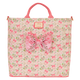 Pink floral bag with a large bow on a white background
