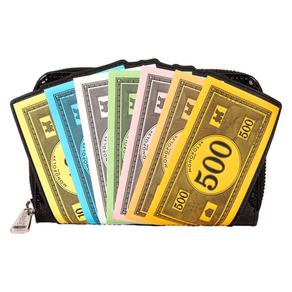 Monopoly 90th Anniversary Money Glitter Zip Around Wallet