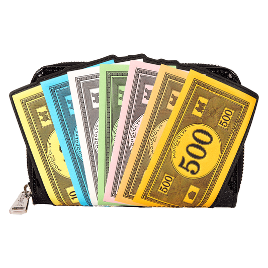 Monopoly 90th Anniversary Money Glitter Zip Around Wallet