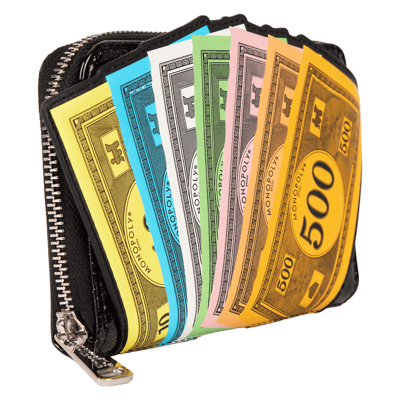 Monopoly 90th Anniversary Money Glitter Zip Around Wallet