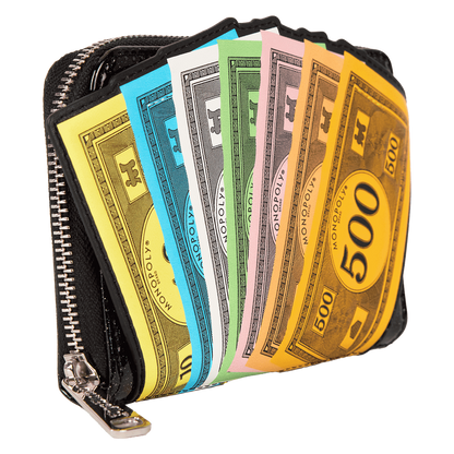 Monopoly 90th Anniversary Money Glitter Zip Around Wallet