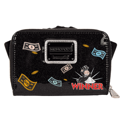Monopoly 90th Anniversary Money Glitter Zip Around Wallet