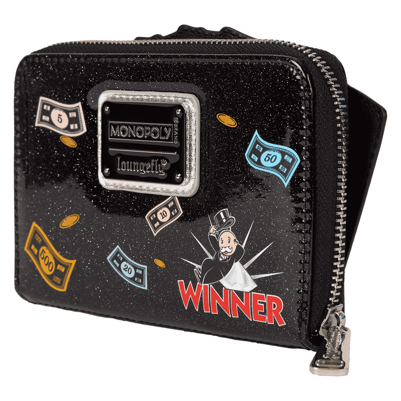 Monopoly 90th Anniversary Money Glitter Zip Around Wallet