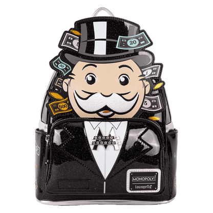 Loungefly Monopoly 90th Anniversary Mr. Monopoly Glitter Cosplay Mini Backpack