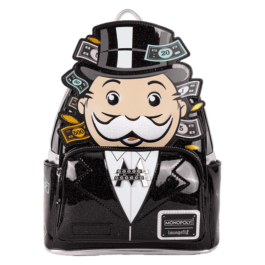 Loungefly Monopoly 90th Anniversary Mr. Monopoly Glitter Cosplay Mini Backpack
