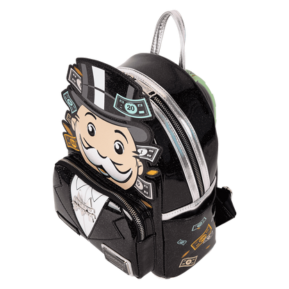 Loungefly Monopoly 90th Anniversary Mr. Monopoly Glitter Cosplay Mini Backpack