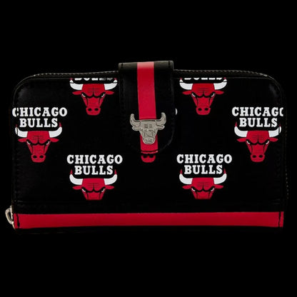 Black wallet with Chicago Bulls logo on a white background