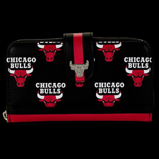 Black wallet with Chicago Bulls logo on a white background