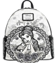Backpack with Disney design featuring a character surrounded by roses on a clear background.