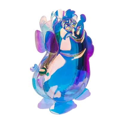 Colorful glass sculpture of a peacock on a white background