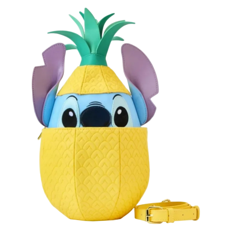 Plush toy shaped like a pineapple with a character's face on a white background