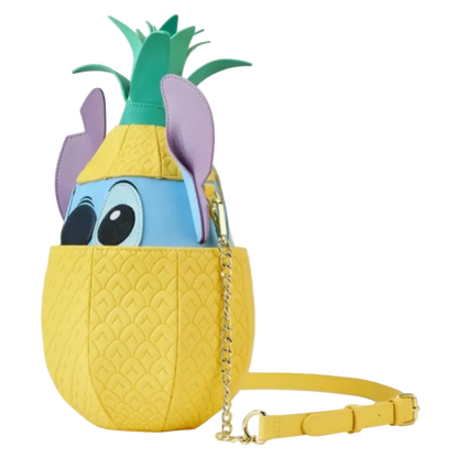 Pineapple-shaped bag with character design on a white background
