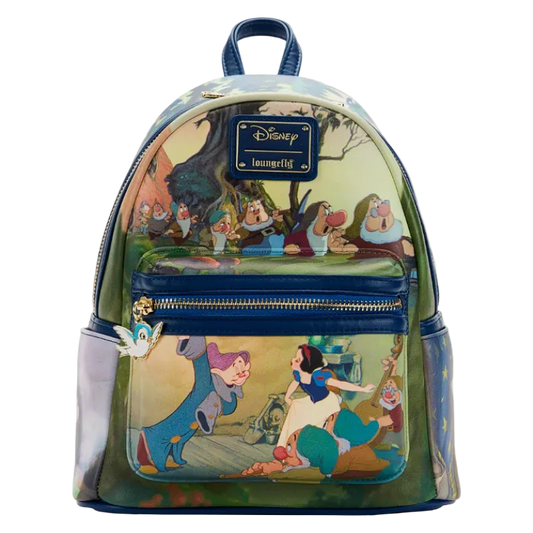 Backpack with Disney-themed design featuring characters and scenes.