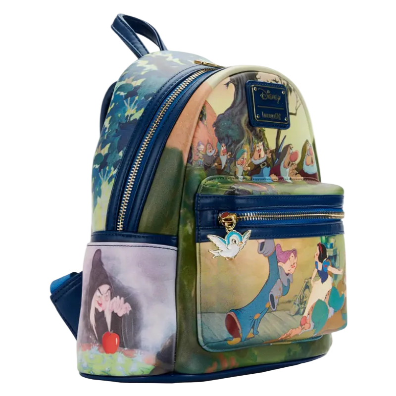 Backpack with animated character design on a white background