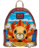 Backpack with a cartoon lion design on a blue sky background