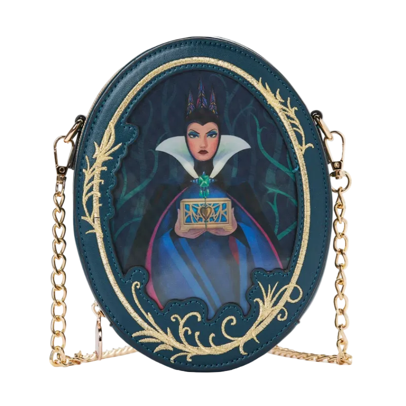 Round handbag with a character design on a white background