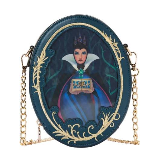 Round handbag with a character design on a white background