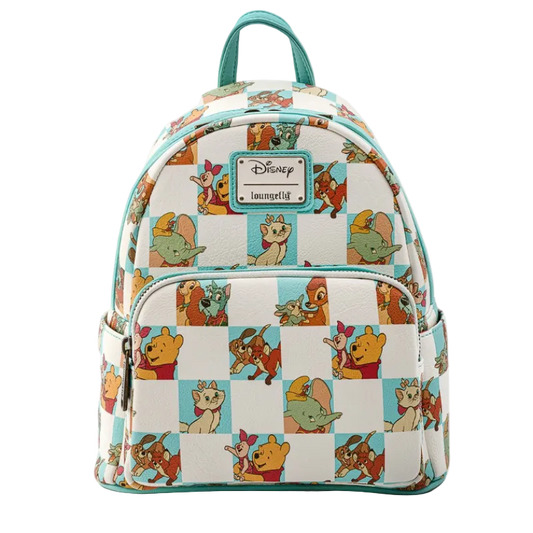 Backpack with Disney character pattern on a white background