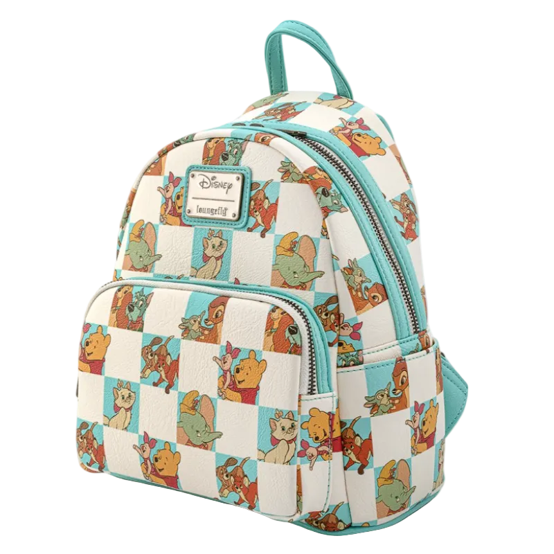 Backpack with cartoon character pattern on a white background