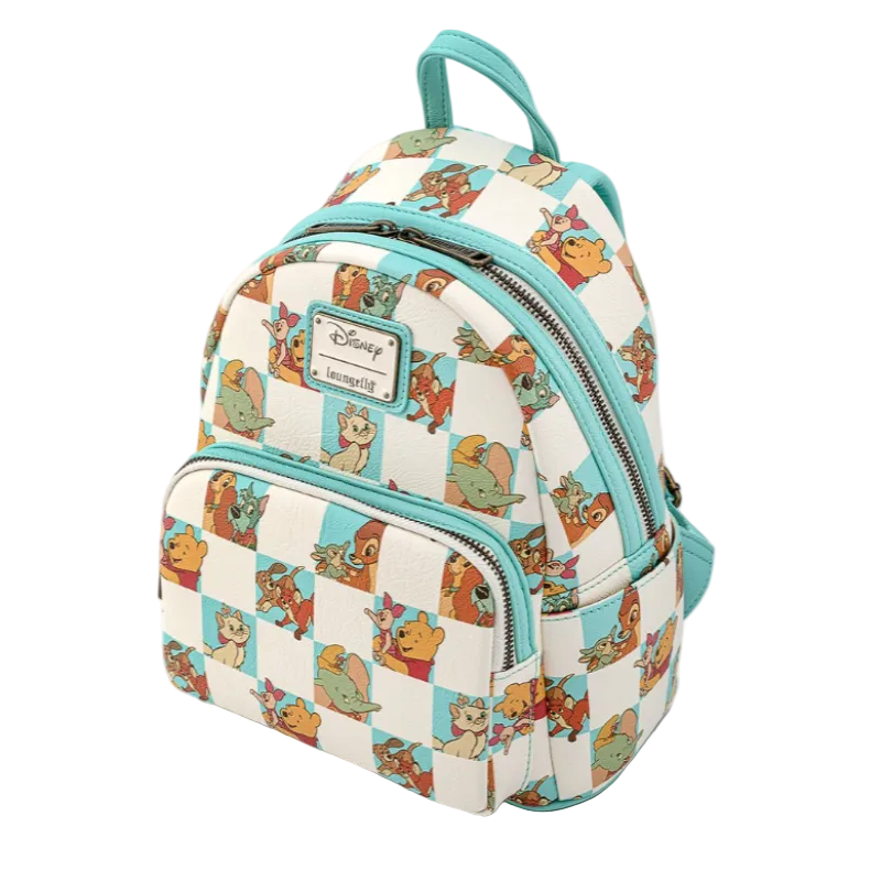 Backpack with cartoon character pattern on a white background