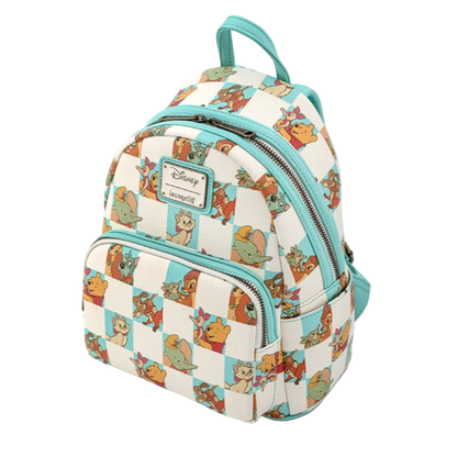 Backpack with cartoon character pattern on a white background