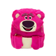 Pink plush backpack with cartoon face on a white background