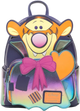 Colorful backpack with cartoon character design on a white background