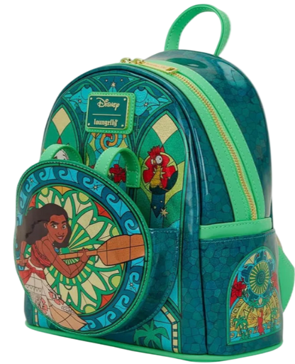 Colorful backpack with Disney character design on a white background