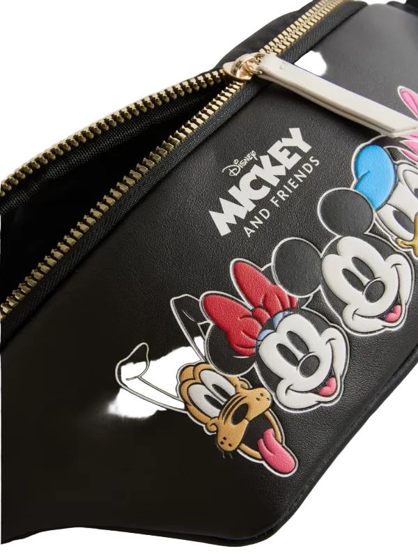 Black pouch with Disney characters and 'Mickey and Friends' text on a white background