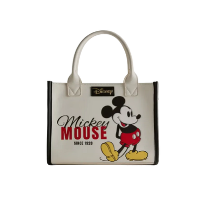 Handbag with Mickey Mouse design and Disney logo on a light gray background
